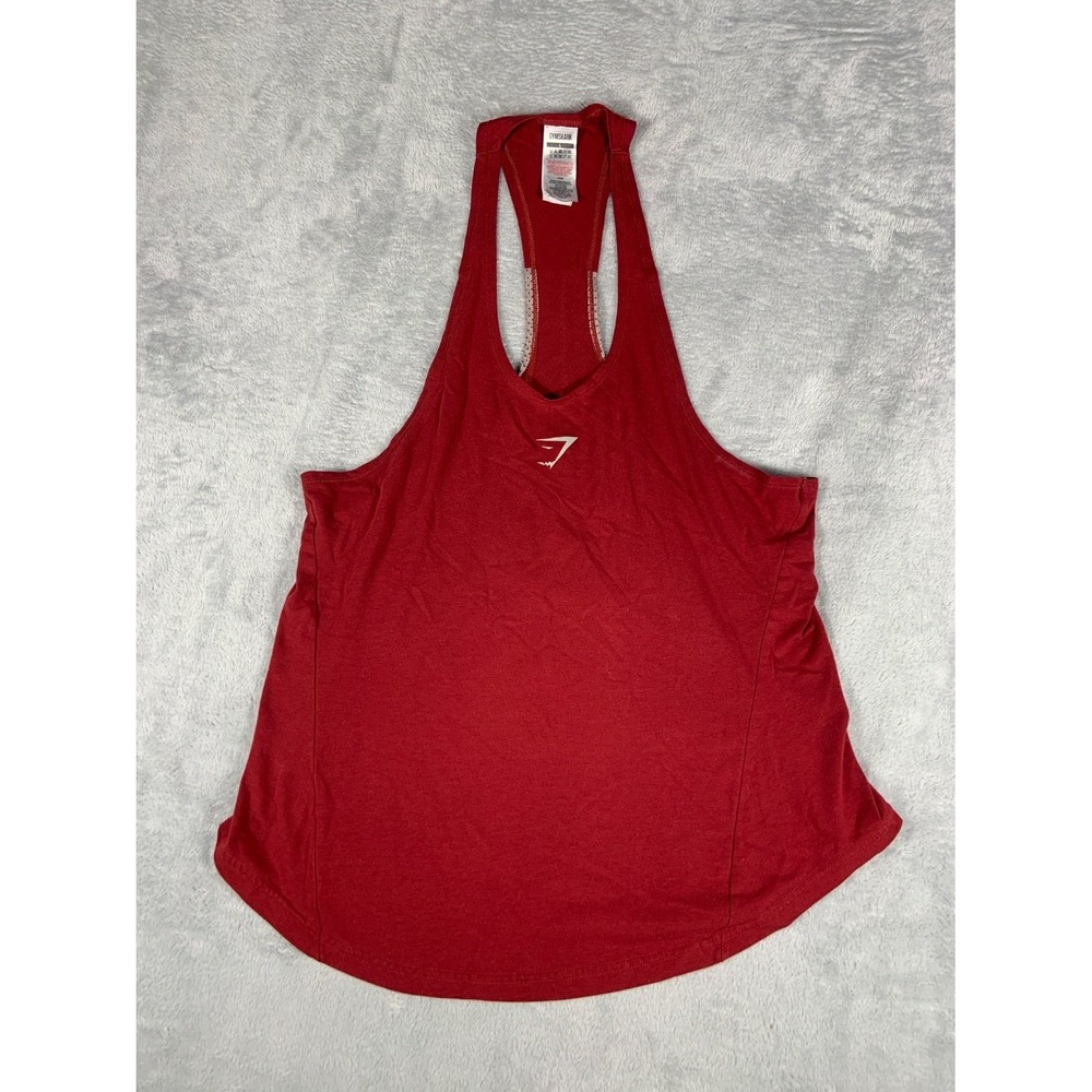 Gymshark Racerback Stringer Tank Top Mens L Red Sleeveless Recycled Stretch